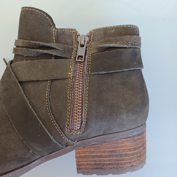 Born Olive Suede Wrap Tie Ankle Boots - Picture 11 of 11